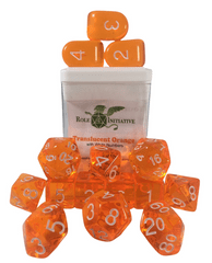 Role 4 Initiative - Translucent Orange/White Numbers Arch'D4 15pc